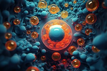 The cell nucleus was believed to be elastic like a rubber ball. Generated with AI - obrazy, fototapety, plakaty