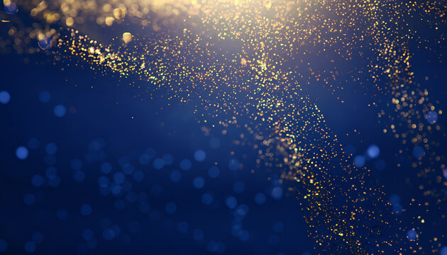 Lustrous Treasures: Dark Blue and Gold Particles Illuminate Christmas"