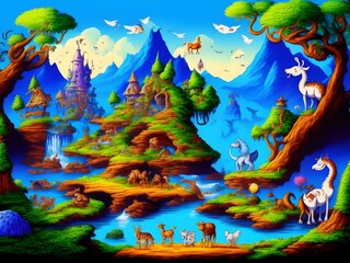 Fantasy Landscape, Generative AI Illustration