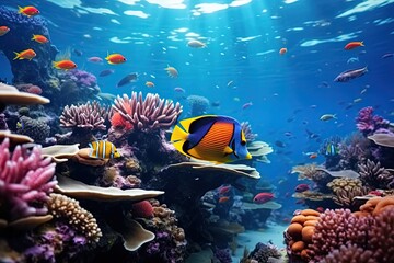 Fototapeta na wymiar Sea underwater fishes Aquarium oceanarium wildlife.Generated with AI