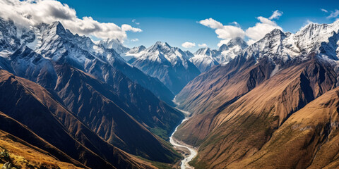 Panoramic view of Annapurna Circuit Trek, Himalayas, Nepal