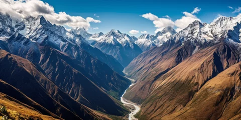 Fotobehang Himalaya Panoramic view of Annapurna Circuit Trek, Himalayas, Nepal