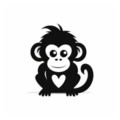 Fototapeta premium monkey clip art logo design on white background (Generative AI)