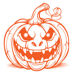 Halloween pumpkin head mascot engraving ink sketch, hand drawn vector illustration Halloween pumpkin, SVG and PNG