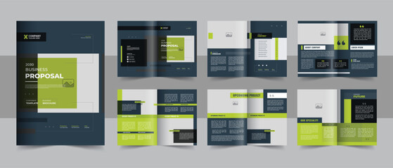 Business brochure template design layout, Multipurpose brochure template with cover, back and inside pages, minimal business brochure template design - obrazy, fototapety, plakaty