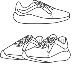 Sport shoe man woman for training or running comfortable footwear illustration