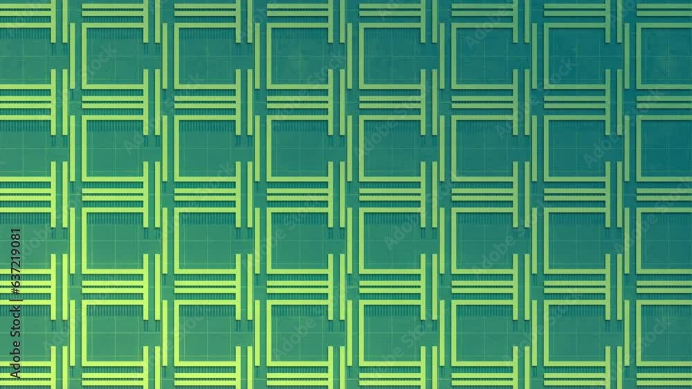 Poster Yellow green colorful geometric background. 3d rendering loop animation 4K