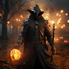 Sorcerer from medieval dark age fantasy illustration