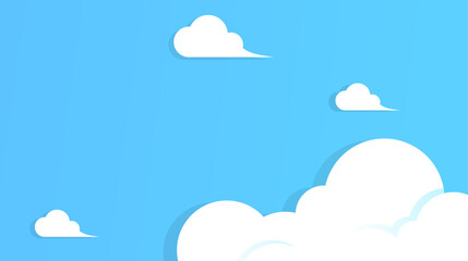 Illustration of blue sky with white clouds with copy space area, can use for background. Vector file every object is separated