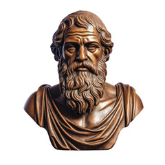 Obraz premium Design element featuring bronze bust of Plato with clipping path