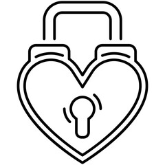 Love Padlock Outline Icon