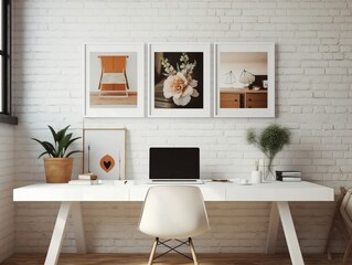 Elegant, modern and simple home office. Interior design
