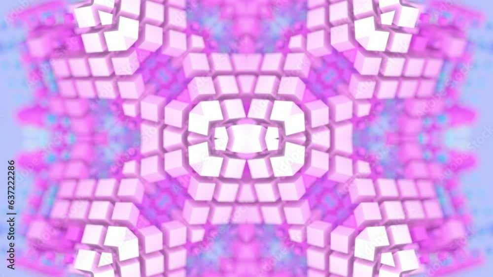 Aufkleber Cyclic loop animation of abstract kaleidoscopic pattern. 3d rendering HD