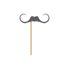 Carnival mask or photo prop in shape of mustache vector illustration isolated.