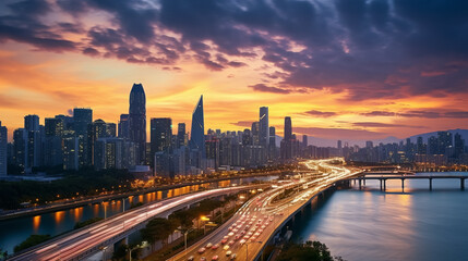 Time-lapse photography of traffic, on the road, Blurred background