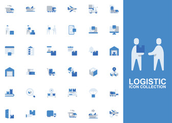 Logistic icon vector set. Logistic icon set. Logistic flat icon collection. Editable icon vector
