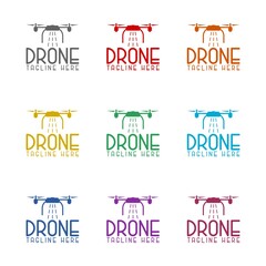 Fototapeta na wymiar Drones for Agriculture logo template icon isolated on white background. Set icons colorful