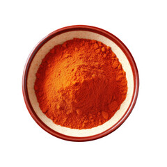 Obraz na płótnie Canvas Organic spice paprika powder in a bowl top view isolated on transparent background