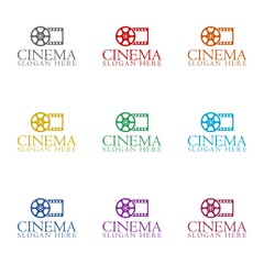 Cinema Logo Design Template icon isolated on white background. Set icons colorful