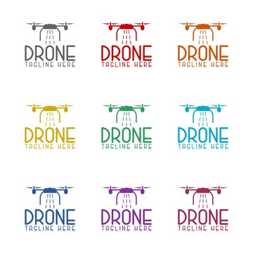 Drones for Agriculture logo template icon isolated on white background. Set icons colorful