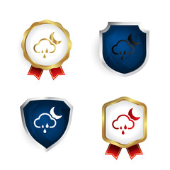 Abstract Night Cloud Rain Badge and Label Collection