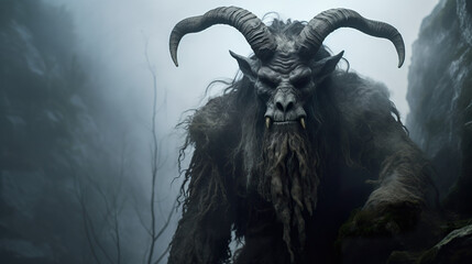 Goatman is a creature resembling a goat-human hybrid  - obrazy, fototapety, plakaty