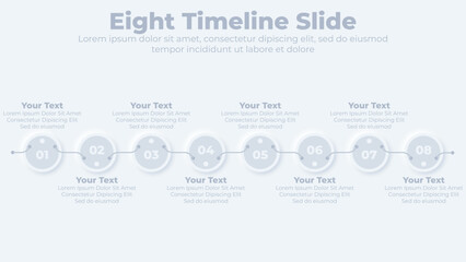 Neumorphic circular timeline steps infographics template design