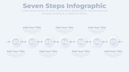 Circular timeline infographics template with seven steps