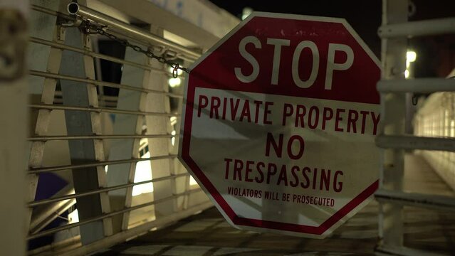 Private Property Stop Sign on a Boat Dock