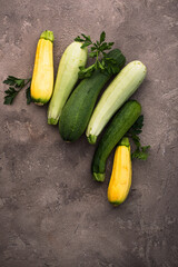 Assortment of different color of zucchini
