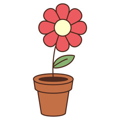 Retro Flower With Potted