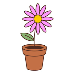 Retro Flower With Potted