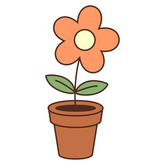 Retro Flower With Potted