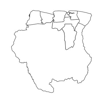 recommend clip art: Outline Sketch Map of Suriname With States and Cities