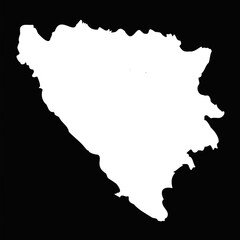 Simple Bosnia and Herzegovina Map Isolated on Black Background