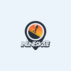 Fototapeta na wymiar Inline skate sport logo template. Logo of a stylized inline skate player in motion.