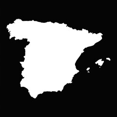 Simple Spain Map Isolated on Black Background