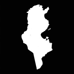 Simple Tunisia Map Isolated on Black Background