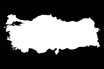 Simple Turkey Map Isolated on Black Background