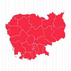 States Map of Cambodia With Detailed Borders