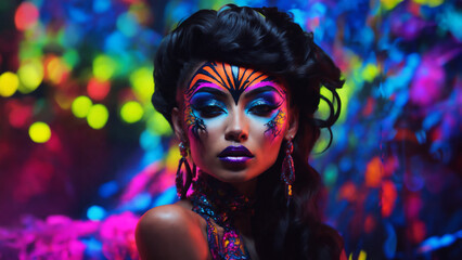 Naklejka premium portrait of a woman in colourful mask