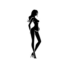 Obraz na płótnie Canvas silhouette of a girl in a swimsuit