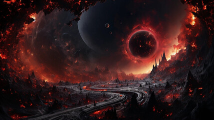 A Fiery Science Fiction Planet Backdrop
