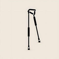 Icon of a crutch, black color, indicating orthopedic support Generative AI