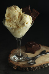 Ice cream scoops in an ice cream bowl
