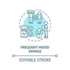 2D editable frequent mood swings blue thin line icon concept, isolated vector, monochromatic illustration representing behavioral therapy.