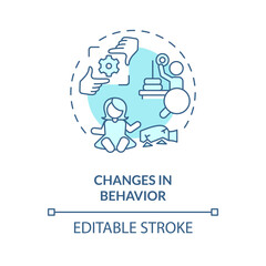 2D editable changes in behavior blue thin line icon concept, isolated vector, monochromatic illustration representing behavioral therapy.