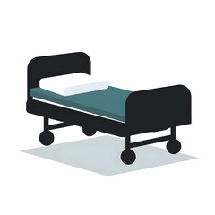 Icon of a hospital bed, black color, representing patient care Generative AI