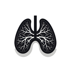 Icon of a lung, black color, symbolizing respiratory evaluations Generative AI