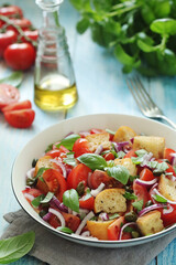 Panzanella salad, traditional dish of Italian cuisine